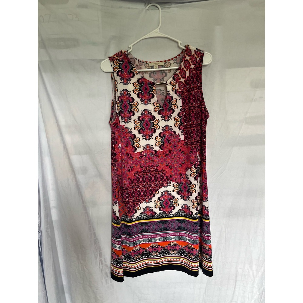 Haani Petite Womens PXL Sleeveless‎ Paisley Patchwork Keyhole Shift Dress Pink